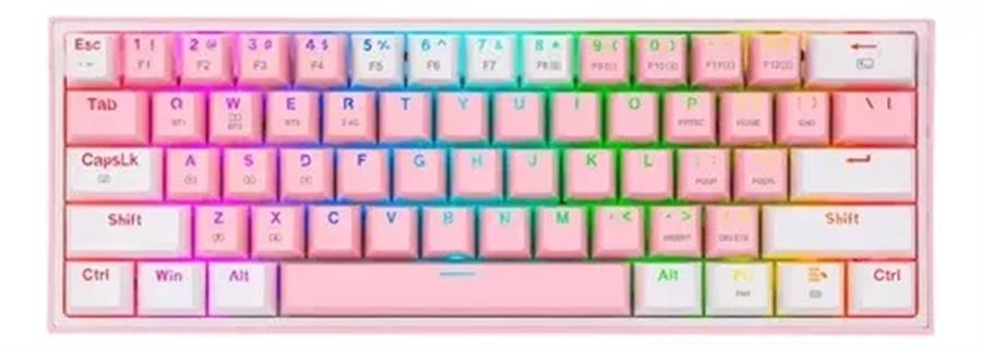 Teclado Redragon Fizz Pink/White K616 Wireless RGB Outemu RED US MEC 60%