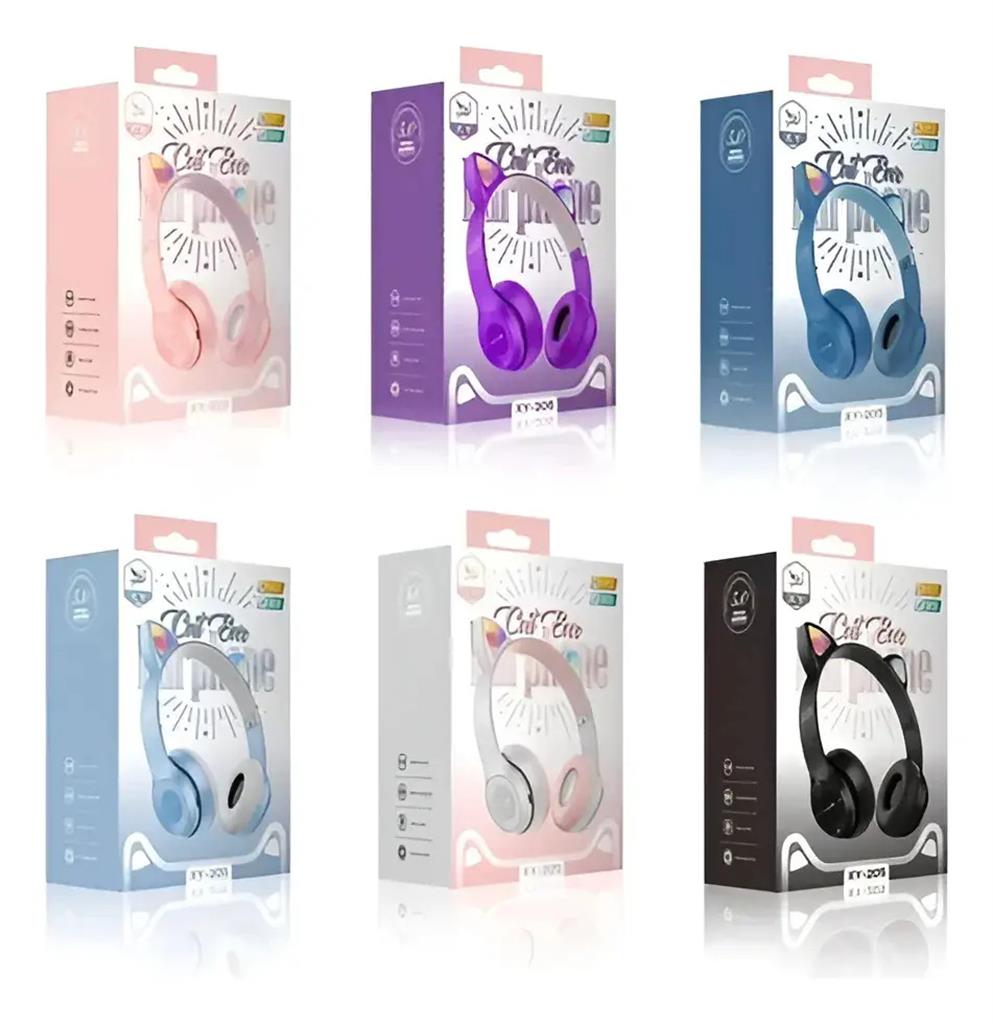 Auricular Orejas Gatito Bluetooth Celeste