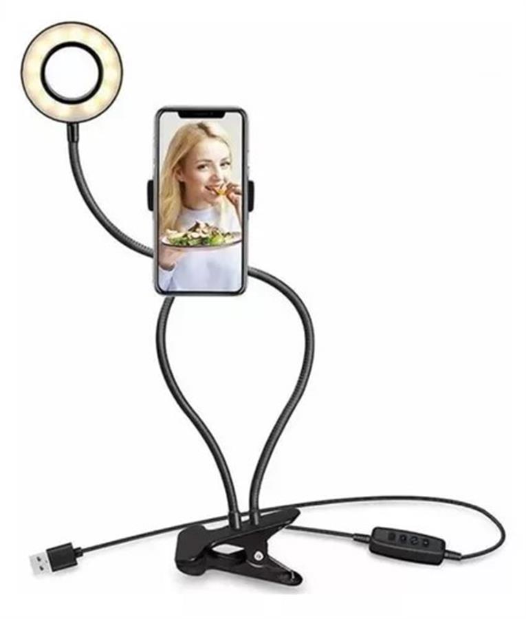 Aro De Luz Led Selfie Celular Soporte Con Clip