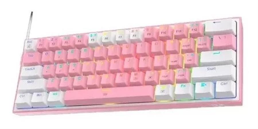 Teclado Redragon Fizz Pink/White K616 Wireless RGB Outemu RED US MEC 60%