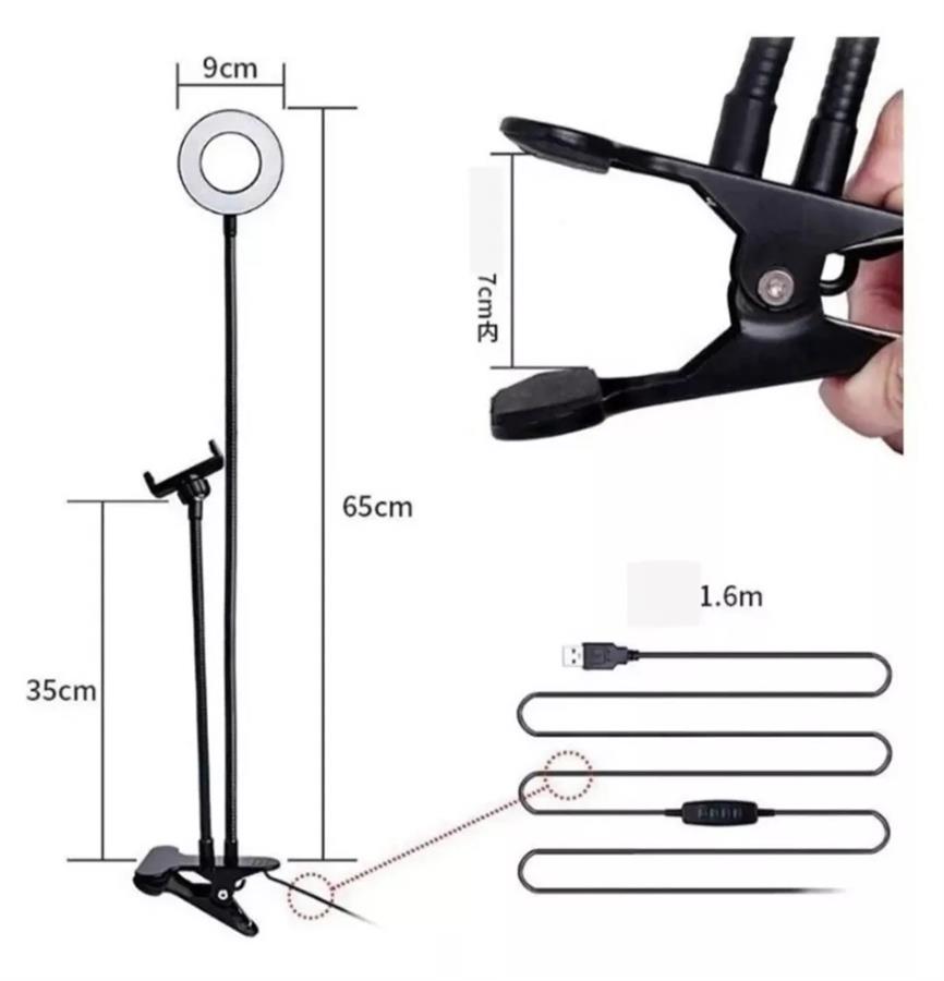 Aro De Luz Led Selfie Celular Soporte Con Clip
